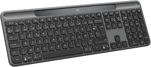 Logitech Signature Slim Solar+, Wireless Keyboard Powered by Solar and Artificial Light, Durable Battery for up to 10 Years, Customizable Keys, Bluetooth, French AZERTY Keyboard Graphite - Image 1