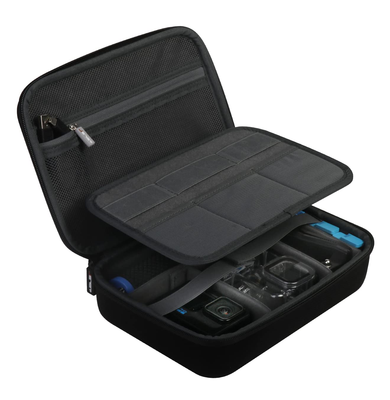 JSVER Storage Bag for GoPro Hero 13/12/11/10/9/8/7, Case for AKASO Camera/Osmo Action 3 EVA Action Camera Case Covers for All GoPro Cameras and Accessories-Black, Black, Travel bag - Image 1