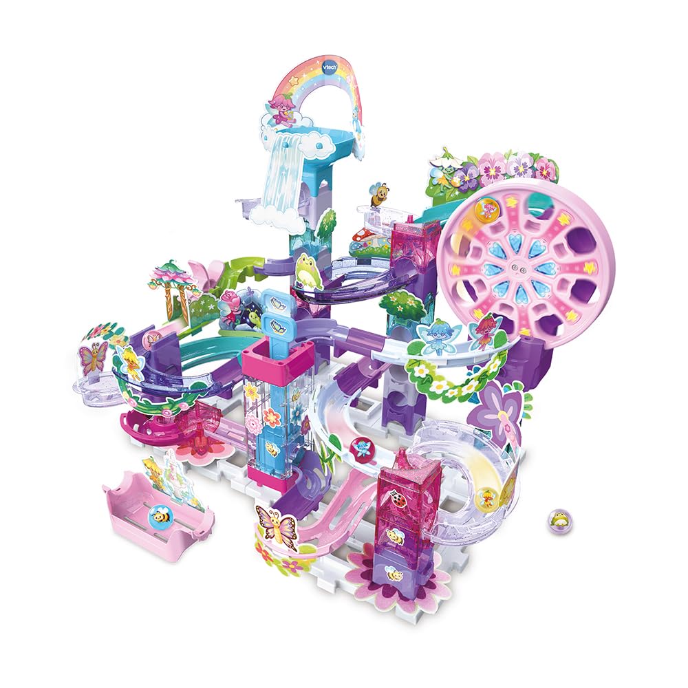 VTech - Marble Rush Fairy Garden Set M500E - Buildable Electronic Ball Circuit, 90 Pieces and 6 Glitter Balls - Creative Building Set - Gift for Children from 4 Years Old - Content in French - Image 1