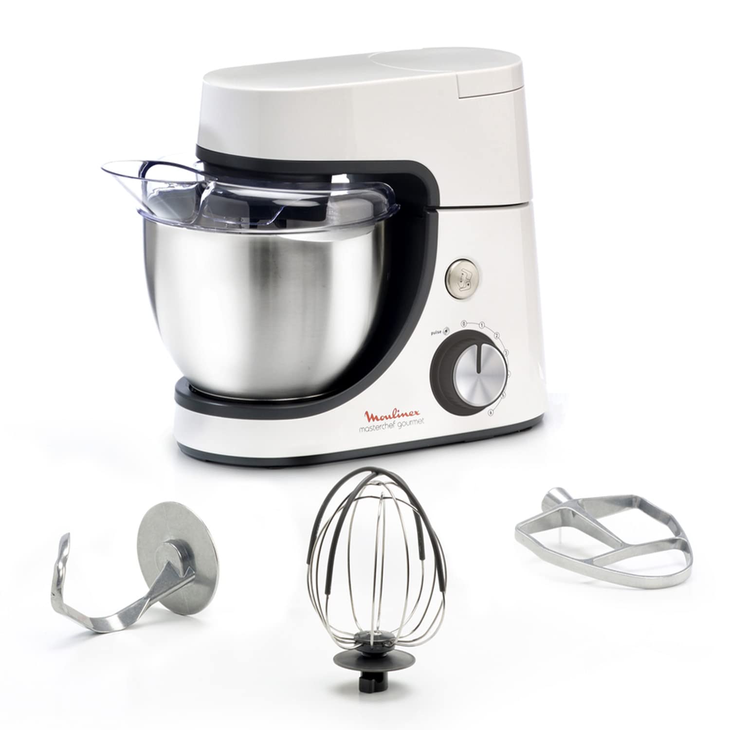 Moulinex Mixer, 4.6 L Bowl Capacity, 8 Speeds + Pulse, Whisk Whisk Technology for Perfect Whipping, Cast Aluminium Mixer and Mixer, 1100 W, Masterchef Gourmet White QA510110 - Image 1