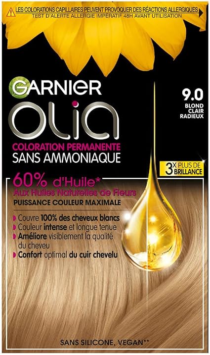 Garnier Olia Permanent Hair Dye, Ammonia-Free, Natural Flower Oils, Radiant Light Blonde (9.0) - Image 1
