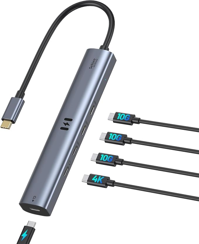 USB C Type C Video Hub 10Gbps 5 in 1 USB C Adapter with 4K@60Hz Video Display and 10Gbps Data, 3 Data Ports Type C 3.1 Gen2, 100W PD for MacBook Pro/Air M2 M1, Dell, HP - Image 1