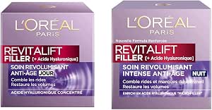 L'Oréal Paris - Revitalift Filler - Revolumising Anti-Aging Care - Anti-Wrinkle & Volume Day Cream - 50ml & Revitalift - Filler - Revolumising Night Care - Hyaluronic Acid Concentrate - 50 mL - Image 1