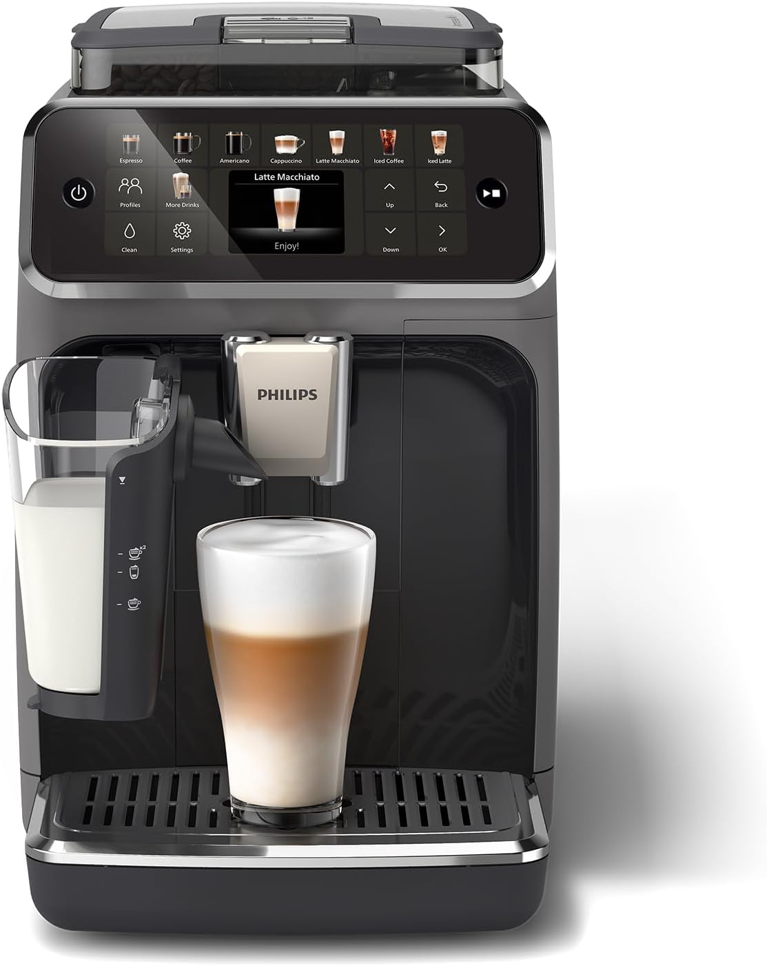 Choisissez l'une des 20 délicieuses recettes de café sur LatteGo 5500. Des cafés latte lactés aux cafés glacés rafraîchissants, chaque boisson est préparée à la température idéale, avec un arôme - Image 1