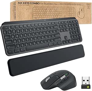 Logitech MX Keys Combo for Business | Gen 2. Designed for Business. Wireless Keyboard and Mouse with Wrist Rest, Bluetooth, Logi Bolt, Quiet, Windows/Mac/Chrome/Linux, AZERTY FR - Grey - Image 1