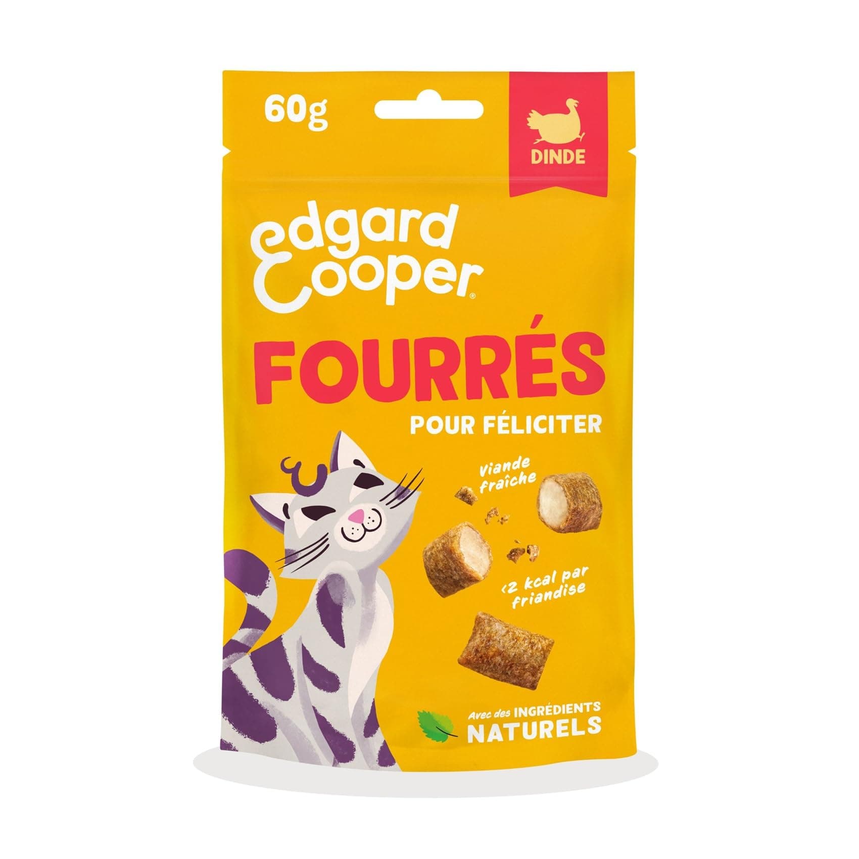 Edgard & Cooper Cat Treats, Turkey Filled (1x60g), Hypoallergenic, Rich in Fresh Meat, Grain Free, Less than 2 kcal, Natural Ingredients, No Sugar Added