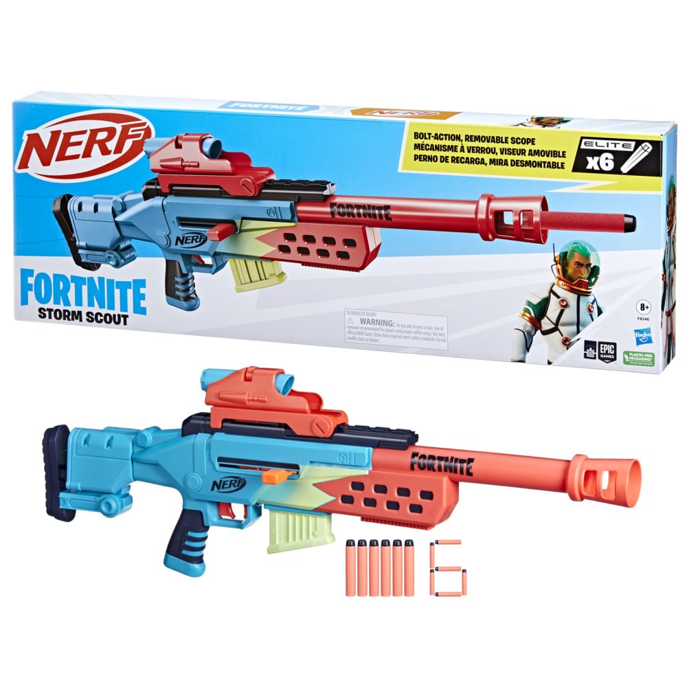 Nerf Fortnite Storm Scout, Blaster with Sight, 6 Dart Charger, 6 Nerf Elite Darts, Locking Mechanism, F8346 - Image 1
