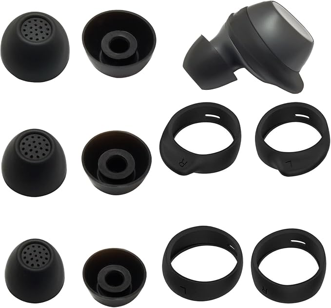 Luckvan 3 Pairs of Silicone Eartips for Samsung Galaxy Buds FE - Black - Image 1