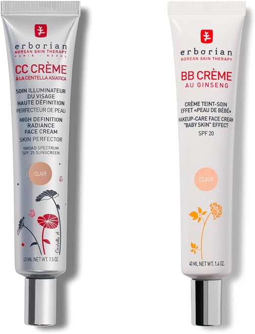 Erborian CC Cream Centella Asiatica - Complexion and Illuminating Care - SPF 25 Clear 45ml + Erborian BB Cream Ginseng - 5-in-1 Korean SPF 20 Clear 40 ml. - Image 1