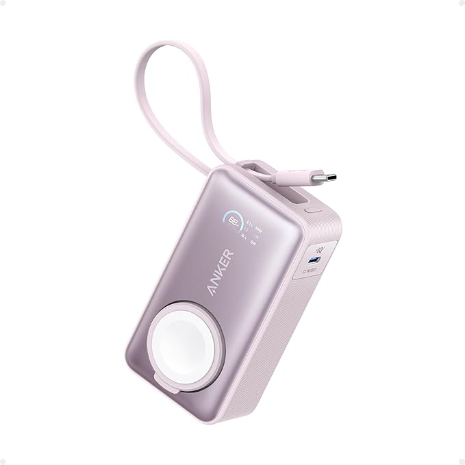 Anker Magnetic External Battery 10000mAh PD 35W with Built-in USB-C Cable, Power Bank Fast Charging, for Apple Watch, iPhone 16 Pro Max/15/14/13/12, Samsung, iPad, AirPods and More - Image 1