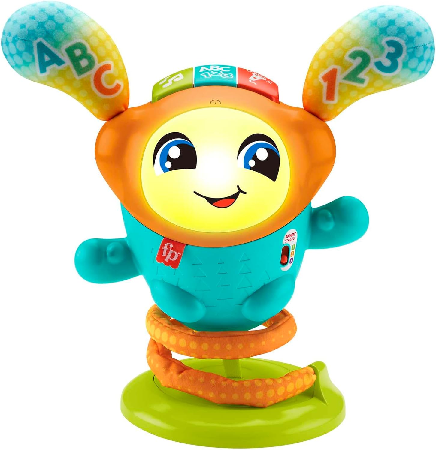 Fisher-Price Mon Petit DJ | Petit Robot Jouet sur Ressort 4 en 1 | Jouet Interactif Bébé 9 Mois à 36 Mois | Jouet Educatif Musical et Lumineux pour Apprendre en S'amusant | Version Française, HJP88 - Image 1