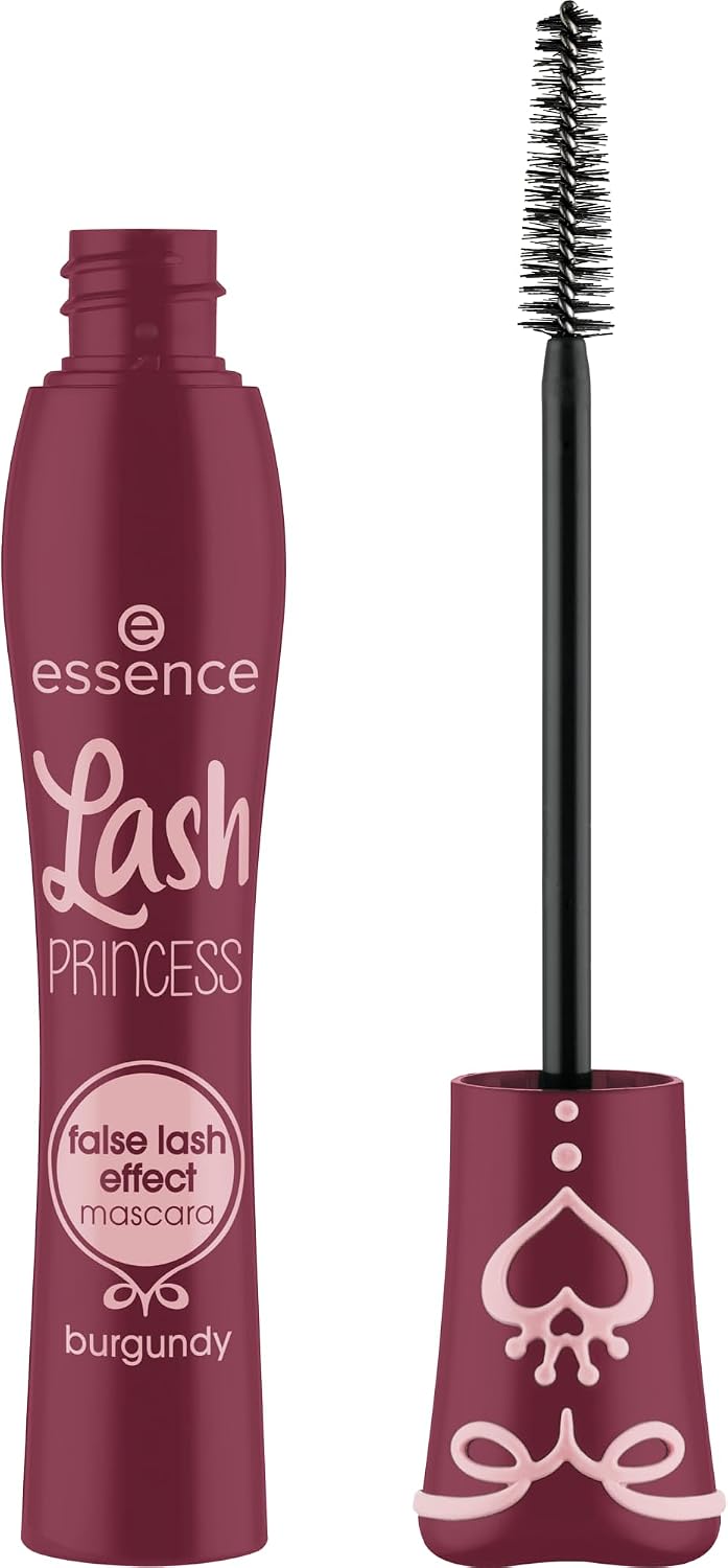 essence Lash PRINCESS false lash effect mascara burgundy, mascara volume, effet faux cils, teinte bordeaux, brosse conique en fibres, 12ml - Image 1