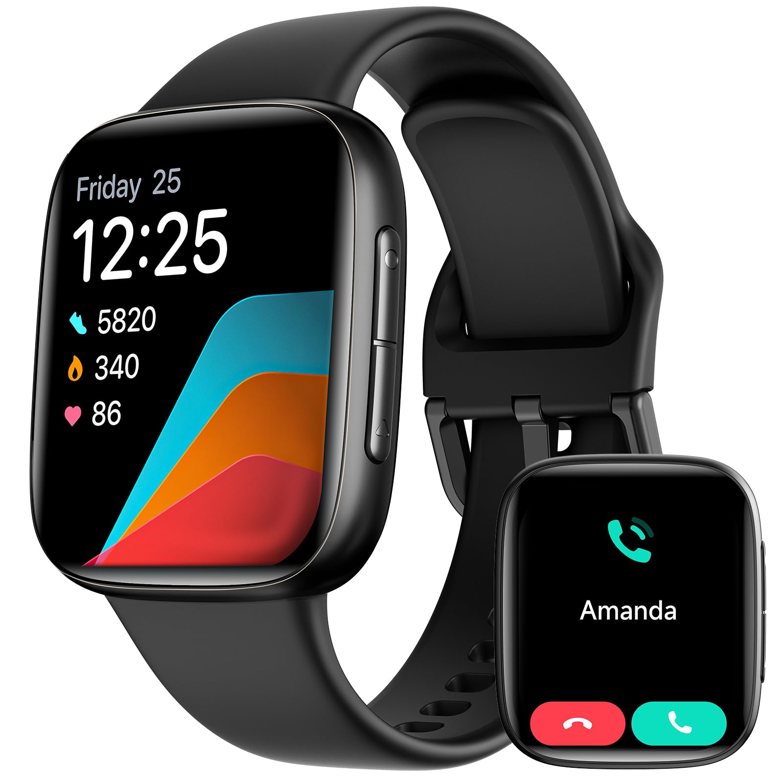Men's Women's Smart Watch, Amoled Screen 1.85 Inch Smartwatch for Samsung iPhone Android, Men's Watch 5ATM 120+ Sports Modes SpO2/Sleep/Heart Rate/Pedometer/Calories Monitor - Image 1
