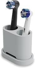 2 Toothbrush and Toothbrush Holder - Compatible with Oral-B, IO, Philips Sonicare, Waterpik, Fairywill - Food Grade Silicone (Grey) - Image 1