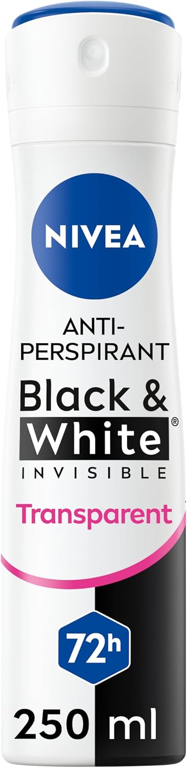 NIVEA Déodorant Spray Black & White Invisible (1 x 250 ml), déodorant femme anti-traces blanches et jaunes, anti-transpirant anti odeur & humidité, protection efficace 72 h, sans alcool - Image 1