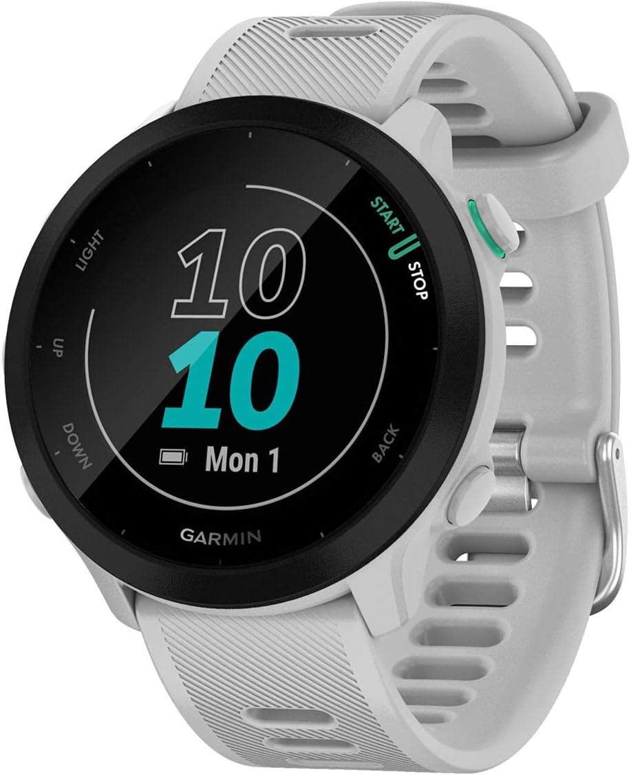 Garmin – Forerunner 55 - Montre GPS Multi-activités Running avec Fonctions d’Entrainement Coach et Cardio au Poignet – Blanche - Image 1