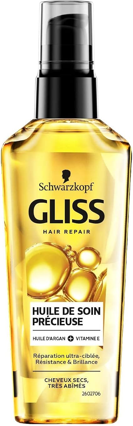 Schwarzkopf Gliss Precious Moisturizing Oil for Dry Hair, Enriched with Argan Oil and Vitamin E, 75 ml - Image 1