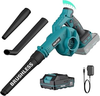 Souffleur de Feuilles à Batterie Compatible Makita 18V, Moteur sans balais, Batterie et Chargeur Inclus, 6 Vitesses, 257 km/h, léger et Compact avec 3 Buses pour Feuilles, poussière, Jardin et Maison - Image 1