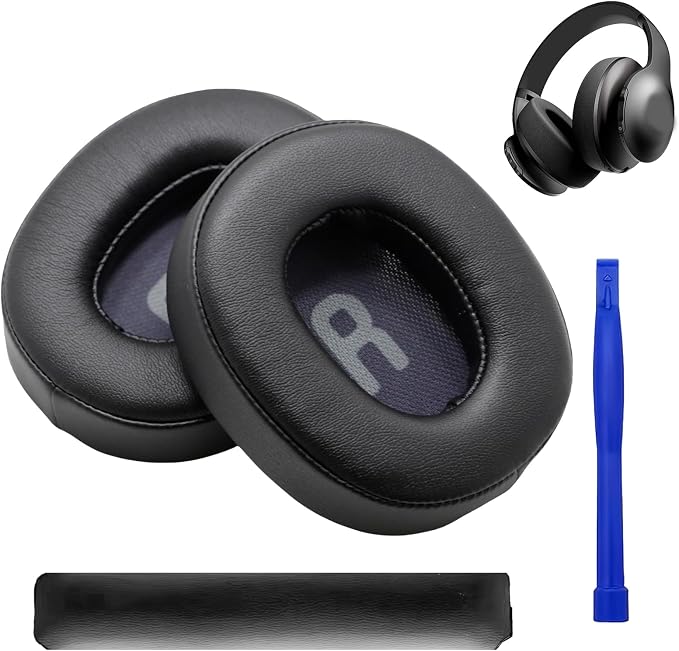 1 Pair Headphone Earpads and 1 Headband for JBL Tune 700(700BT)/710(710BT)/720(720BT)/750(750BT,750BTNC), 760(760NC), with Phonic Insulation Foam (Black) - Image 1