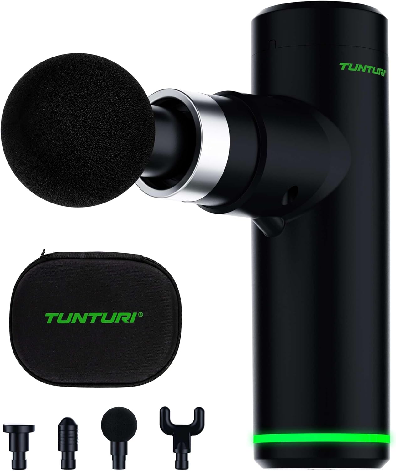 Tunturi Massage Gun Mini - Massage Device - Massage Gun - Rechargeable - 4 Accessories and Case Included - Image 1