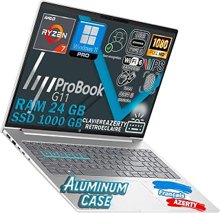 HP PROBOOK 465 G11, Ryzen 7 7735U 4.7Ghz, RAM 24Go DDR5, SSD 1000Go, écran 16 FULLHD, WiFi6E, FaceID, Empreinte Digitale, Clavier rétroéclairé, Win11, configuré, AZERTY, Couverture en Aluminium, Slim - Image 1