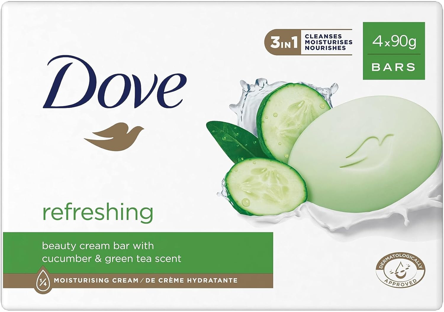 Dove 4 x 90g Bar Cooling Soap - Image 1