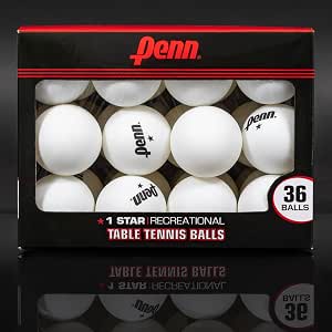 Penn 40mm 1 Star White Table Tennis Balls Box of 36 Official Tournament Size Table Tennis Balls - Image 1