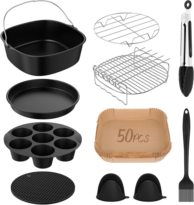 11 Pieces Air Fryer Accessory for Philips 2000 Series 6.2L, Ninja Air Fryer MAX PRO 6.2L, AirFryer Accessory Compatible with COSORI XXL 5.5L-6.4L Dual Blaze 6.4L/Turbo Tower Pro 10.8L - Image 1