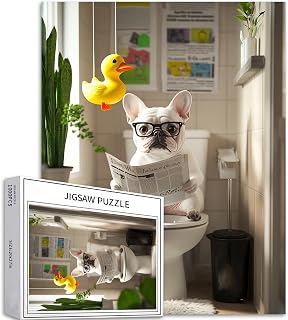 Sumllee 1000 Piece Jigsaw Puzzle for Adults, French Bulldog Wearing Glasses Puzzle, Stimulating Family Activity Jigsaw Puzzle, Gifts - Image 1