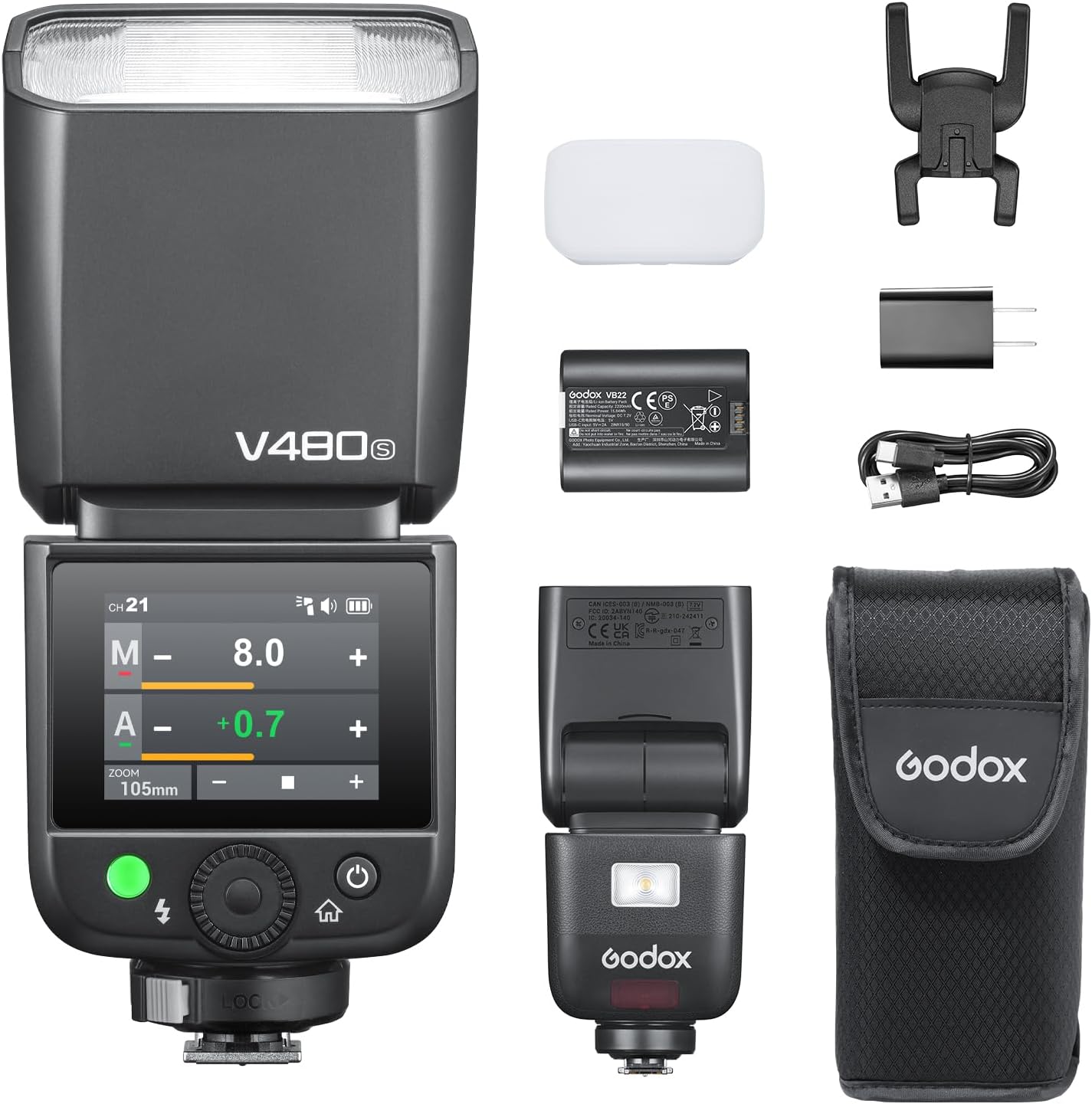 Godox V480S TTL Flash for Sony Camera, GN50 Speedlite Touch Screen Flash from Sony, HSS 1/8000s USB-C Charge Support 650 Times Flashes with Modeling Lamp - Image 1