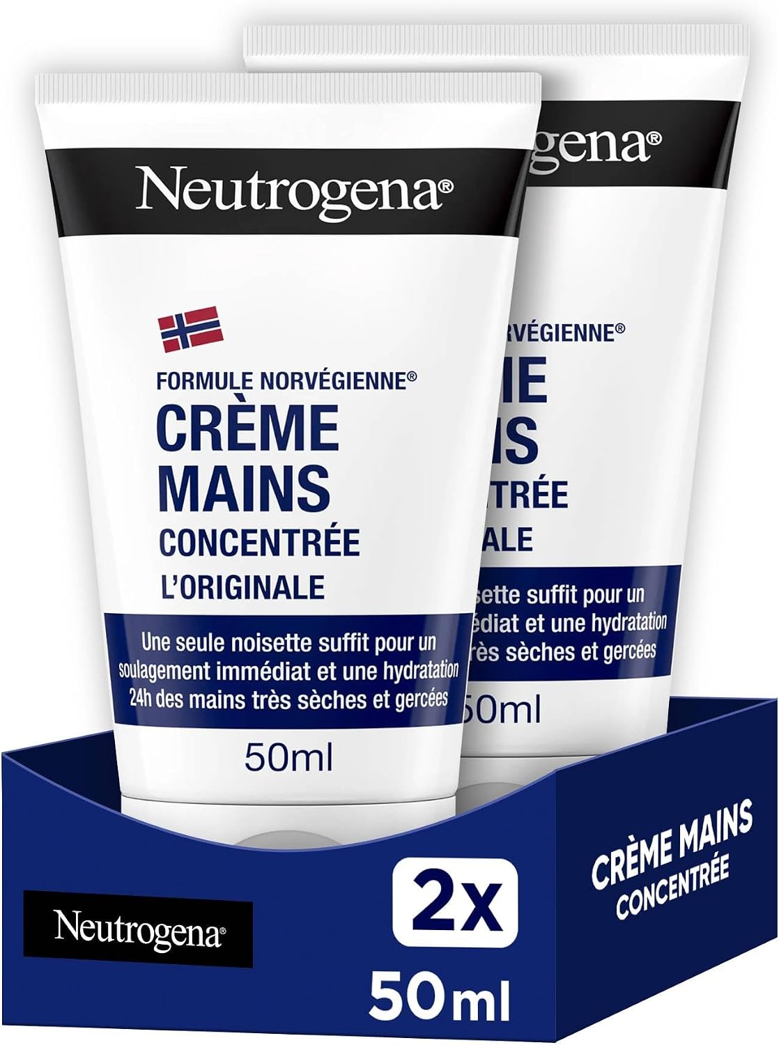 Neutrogena – Crème Mains Concentrée L'Originale Formule Norvégienne (lot de 2 tubes de 50 ml) – Crème hydratante pour mains très sèches et gercées – Soulagement immédiat et hydratation 24 h - Image 1