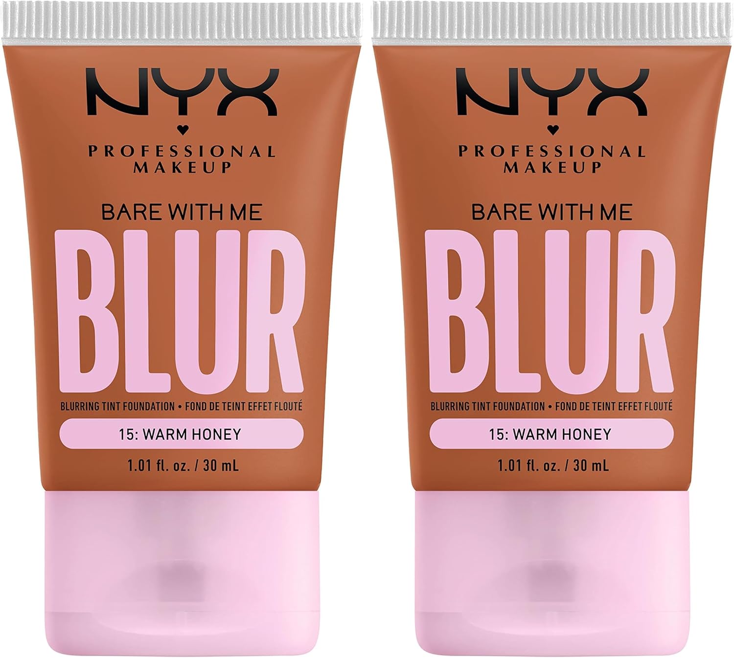 NYX Professional Makeup Bare With Me Blur Blurred Foundation Medium Coverage, Natural Matte Finish, Niacinamide, Matcha & Glycerin, Hydration Up To 12H, Shade : Warm Honey (15) (Pack of 2) - Image 1