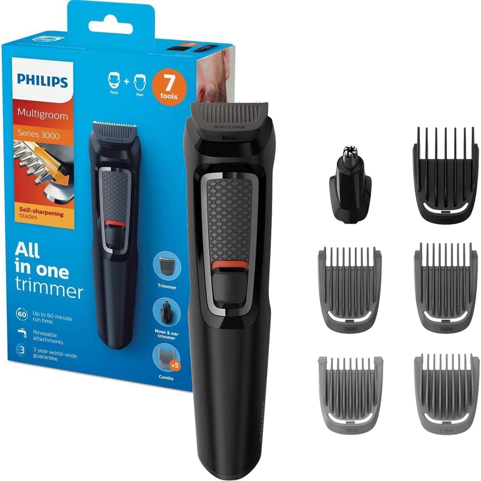 Philips Multigroom 3000 Series 7-in-1 Multi-Style Hair and Body Trimmer with DualCut Technology (Model MG3720/15) - Image 1