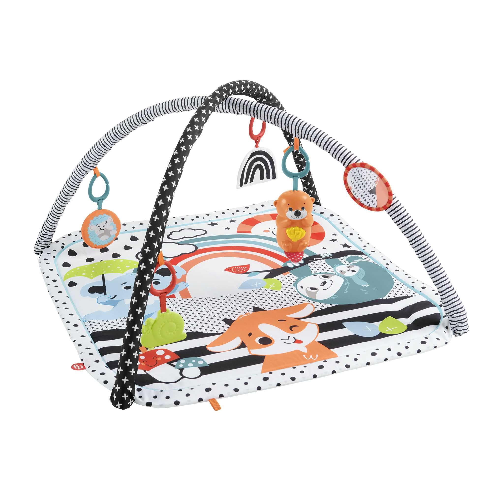 Fisher-Price My Sensory Mat 3-in-1, Belly Flat Play Mat, Sound and Light, with 5 Removable Toys, from Birth, HBP41 - Image 1