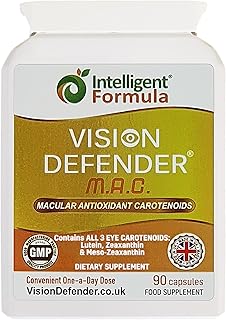 Vision Defender MAC Vitamines pour les Yeux – Caroténoïdes Triples : Lutéine 10mg, Zéaxanthine 2mg, Méso-Zeaxanthine 10mg – Soutien Vision & Santé Oculaire – 90 Gélules – Fabriqué au Royaume-Uni - Image 1