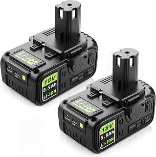2 Packungen 18V 5.0Ah Ersatzbatterien mit USB für Ryobi One + System P108 P102 P103 P104 P105 P107 P109, kompatible Lithium-Ionen-Batterie für 18 Volt Ryobi Schnur-Werkzeuge - Image 1