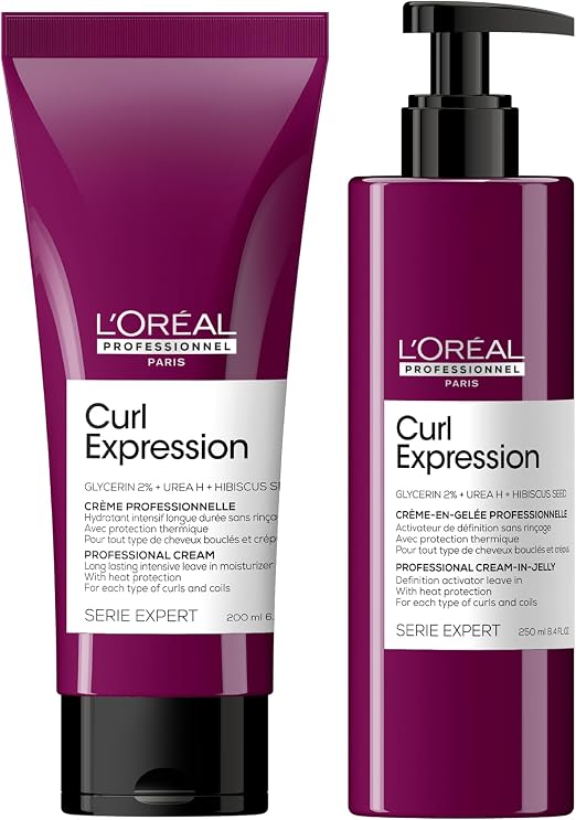 L'Oreal Professionnel, Duo Leave-In Defined & Intensely Hydrated Curls for Curly/Kinky Hair, Intensive Moisturizing Cream + Silicone-Free Styling Jelly - Image 1