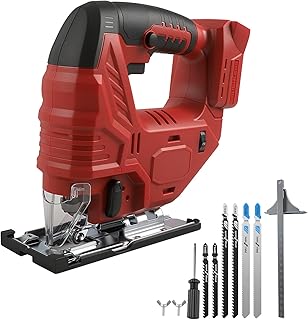Cordless Jigsaw for Milwaukee 18V, 800W Brushless Electric Eccentric Jigsaw with LED Light, 5 Variable Speed, Mitre Cutting Angle ±45°, 6 T-Saw Blades - Image 1