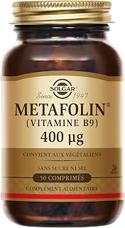Solgar Metafolin - Vitamine B9-400 µg - Maternité - Vitamine essentielle Grossesse - Croissance des tissus maternels - Hautement disponible - Complément Alimentaire - Flacon de 50 comprimés - Image 1