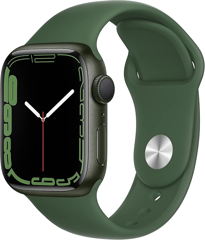 Apple Watch Series 7 (GPS, 41mm) - Green Aluminum Case with Clover Sport Strap (Dark Green), Standard (Refurbished) - Image 1