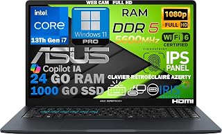 ASUS Ordinateur Portable Intel Core i7 13ᵉ Gén 10 Cœurs, RAM 24Go DDR5, SSD 1To, Écran 15.6" FHD IPS, WiFi 6E, Copilot IA, Webcam 1080p, Clavier AZERTY Rétroéclairé, Empreinte Digitale, Win 11 Pro - Image 1