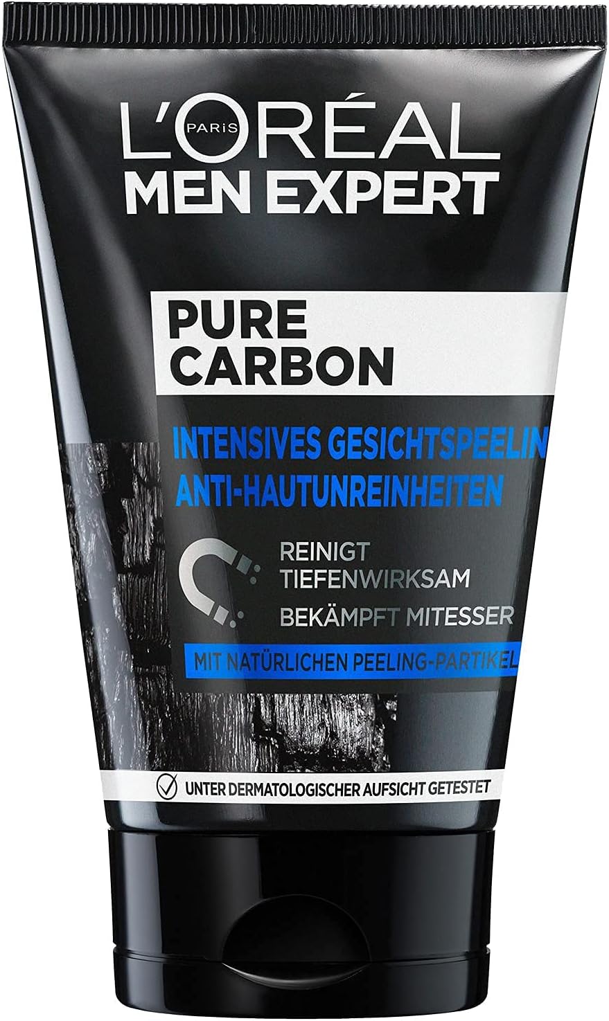 L'Oréal Paris Men Expert peeling pour le visage, peau impure, nettoyage du visage pour homme, peeling visage au carbone pur anti-imperfections, 1 x 100 ml - Image 1