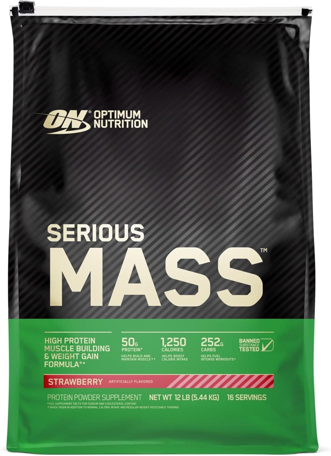 | Optimum Nutrition Serious Mass Strawberry Weight Gain Protein Powder || 12 lbs