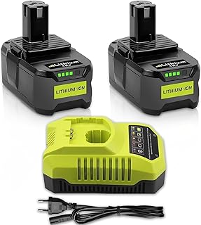 2 X 5,0Ah P108 Batterie de Remplacement pour Ryobi 18V et Chargeur 4A Li-ION Batterie de Remplacement pour Ryobi One+ RB18L40 RB18L25 RB18L15 P102 P103 P104 P105 P106 P107 - Image 1
