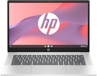 HP Chromebook 14a-nf0001sf Ordinateur Portable 14" HD, PC Portable (Intel Celeron N100, RAM 4 Go, Flash 128 Go, Intel Iris XE, Chrome OS), Laptop Argent, Clavier AZERTY - Image 1