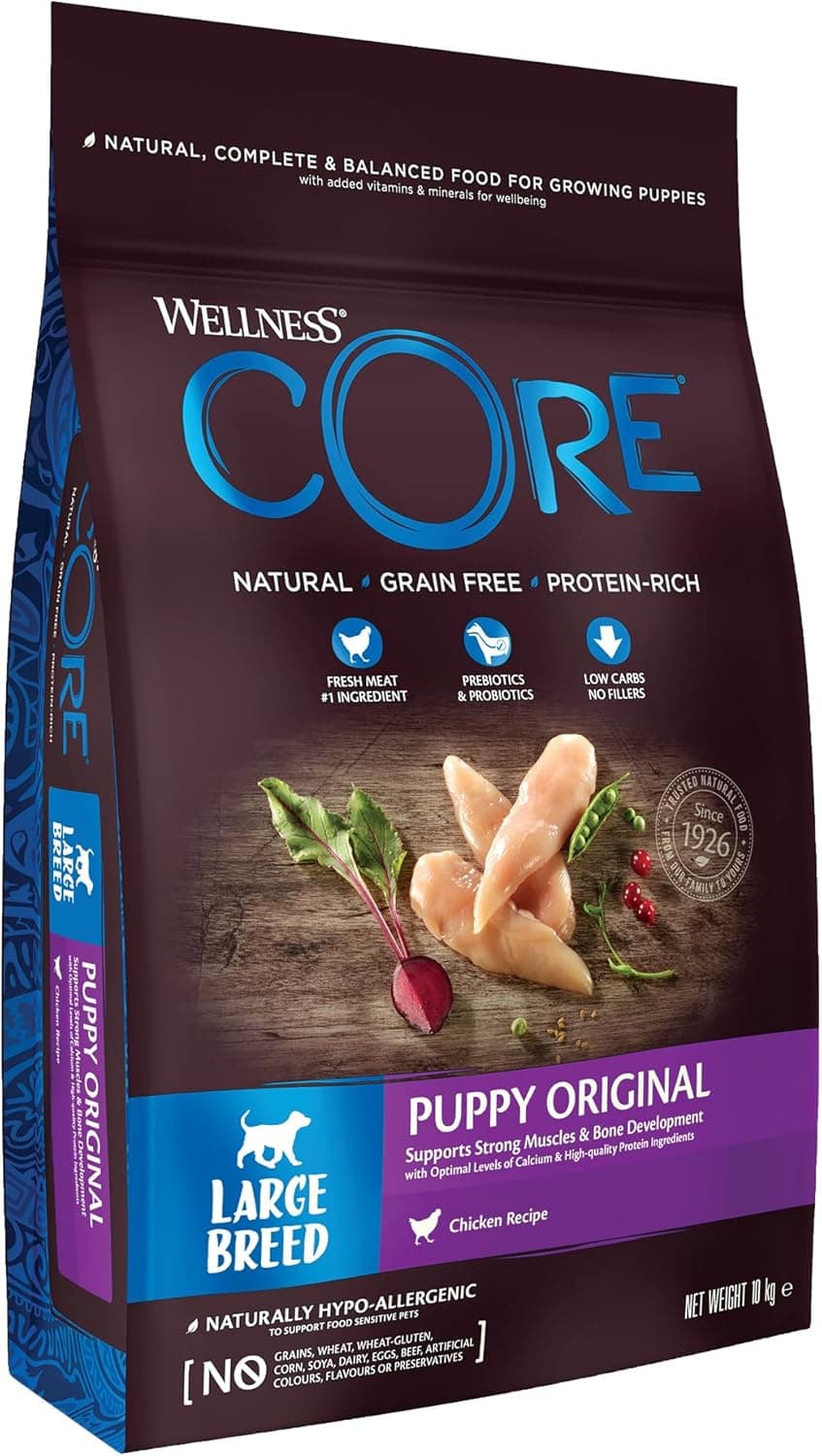 Wellness CORE Puppy 10 kg, Chicken - Grain Free, Natural, Hypoallergenic, High Protein, High Meat Content, Eye & Brain Develops