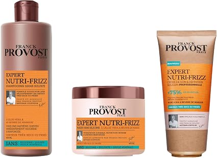 Franck Provost Expert Nutri-Frizz Professional Shampoo, Mask and Curl Definition Set Without Mineral Oil 400 ml, 400 ml, 400 ml, 200 ml - Image 1