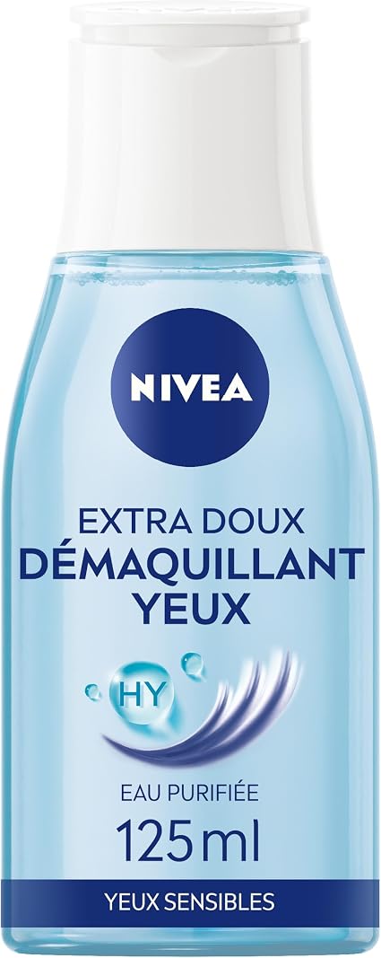 NIVEA - Gentle Eye Makeup Remover - Gently cleanses, refines skin & moisturizes - Purified Water, Glycerin & Hyaluronic Acid - Vegan Formula - For Sensitive Eyes - 125 ml - Image 1