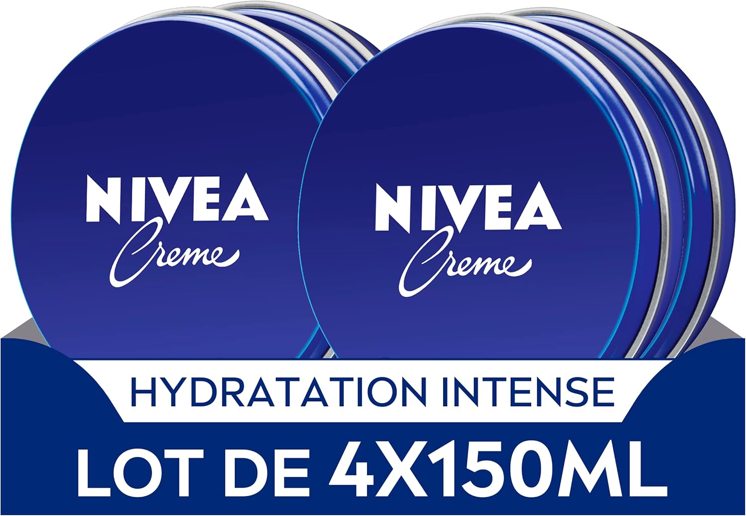 NIVEA Crème visage, corps & mains (lot de 4 x 150 ml), crème hydratante à la texture onctueuse enrichie en Eucerit, soin hydratant multiusage pour toute la famille - Image 1