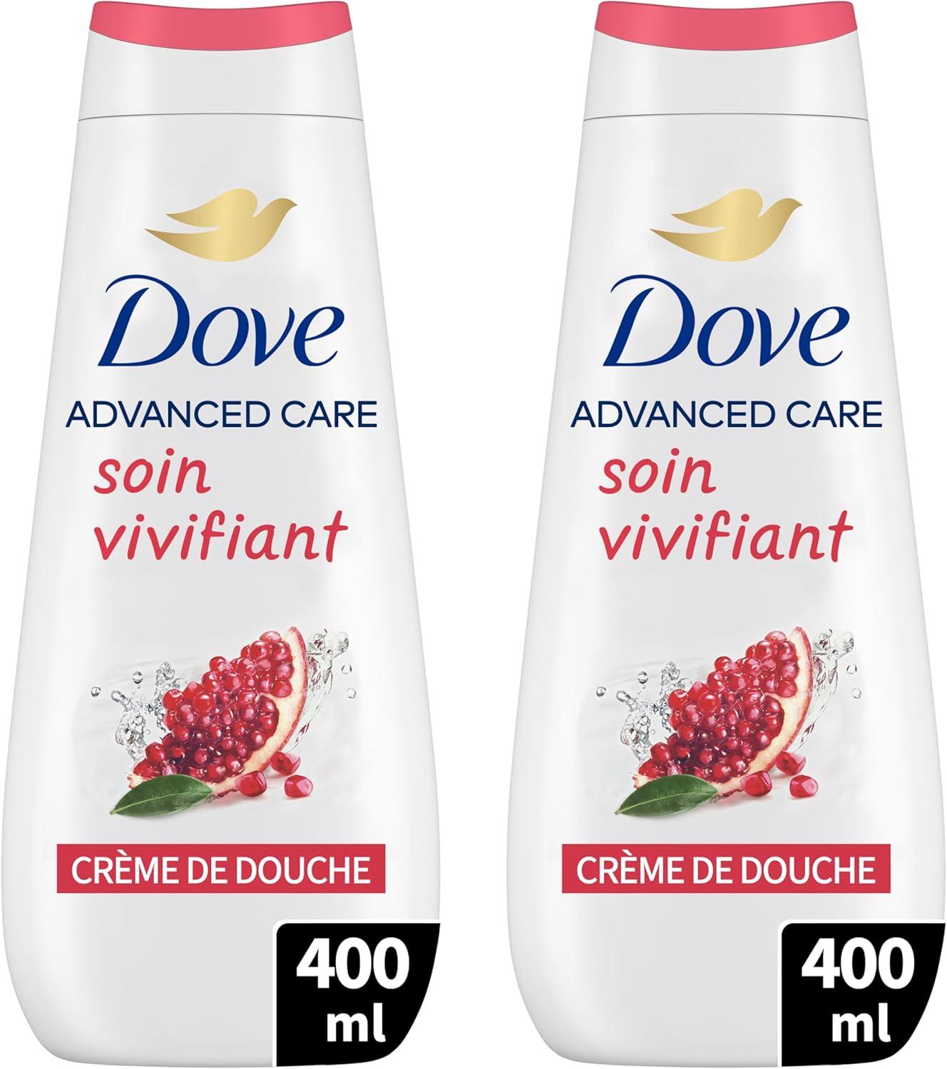 DOVE - Advanced Care Pomegranate & Hibiscus Shower Cream - Dermatologically tested - Soft skin sensation for 24 hours (2 x 400 ml) - Image 1